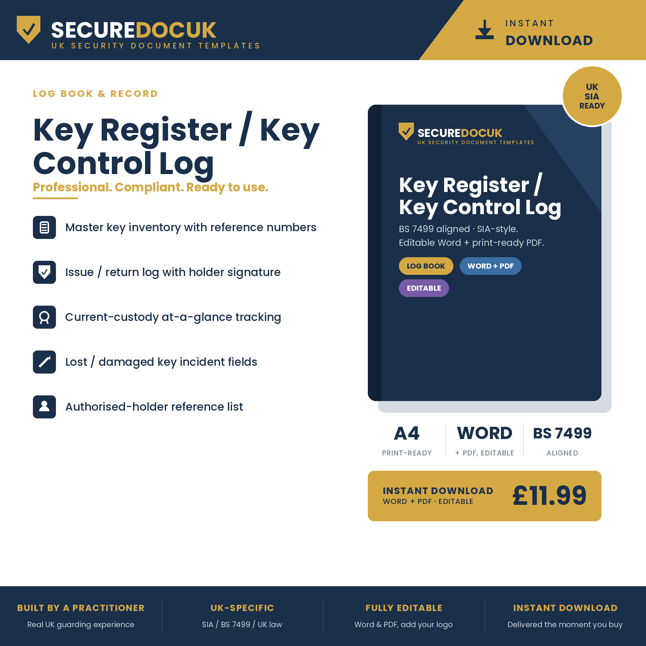 Key Register / Key Control Log