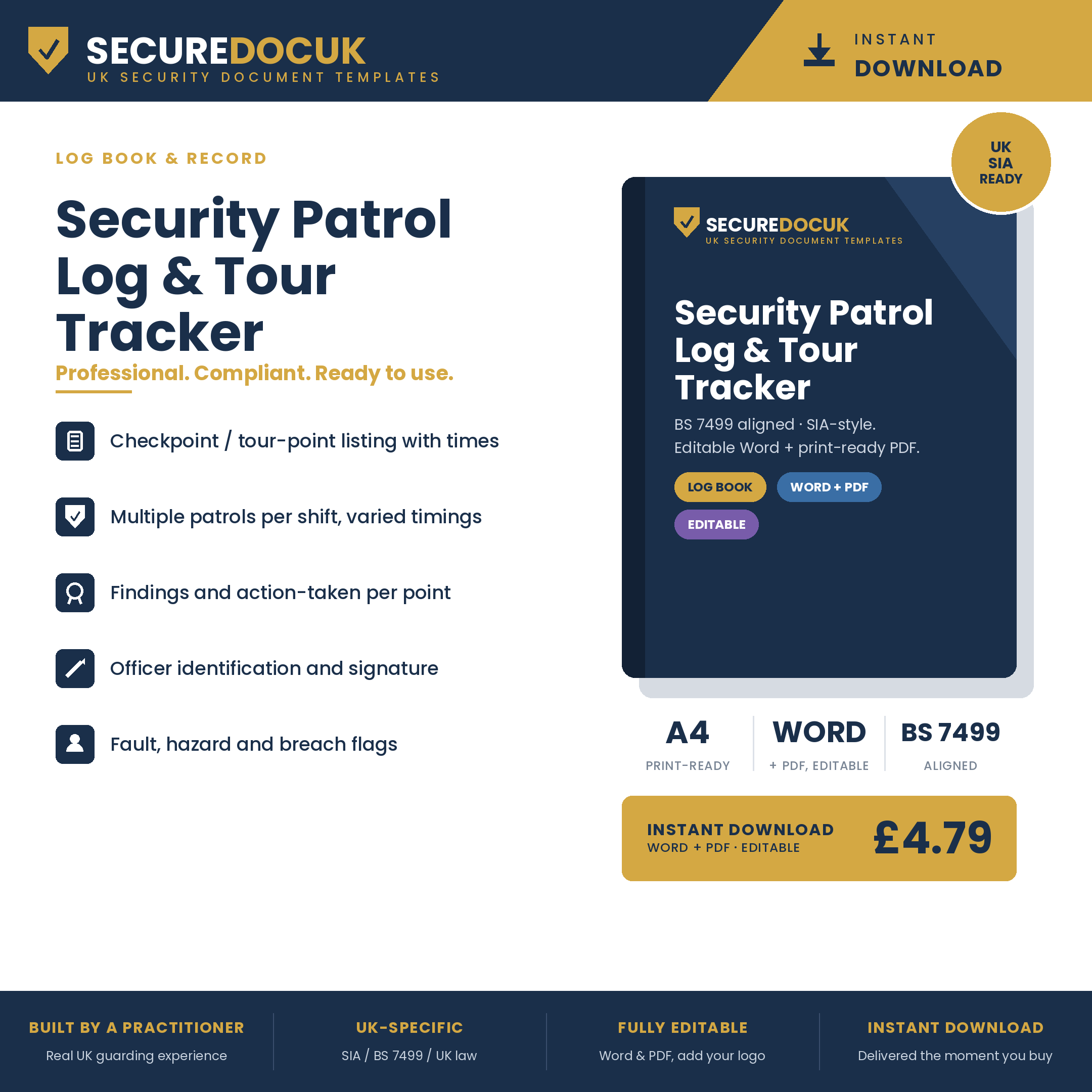 Security Patrol Log & Tour Tracker