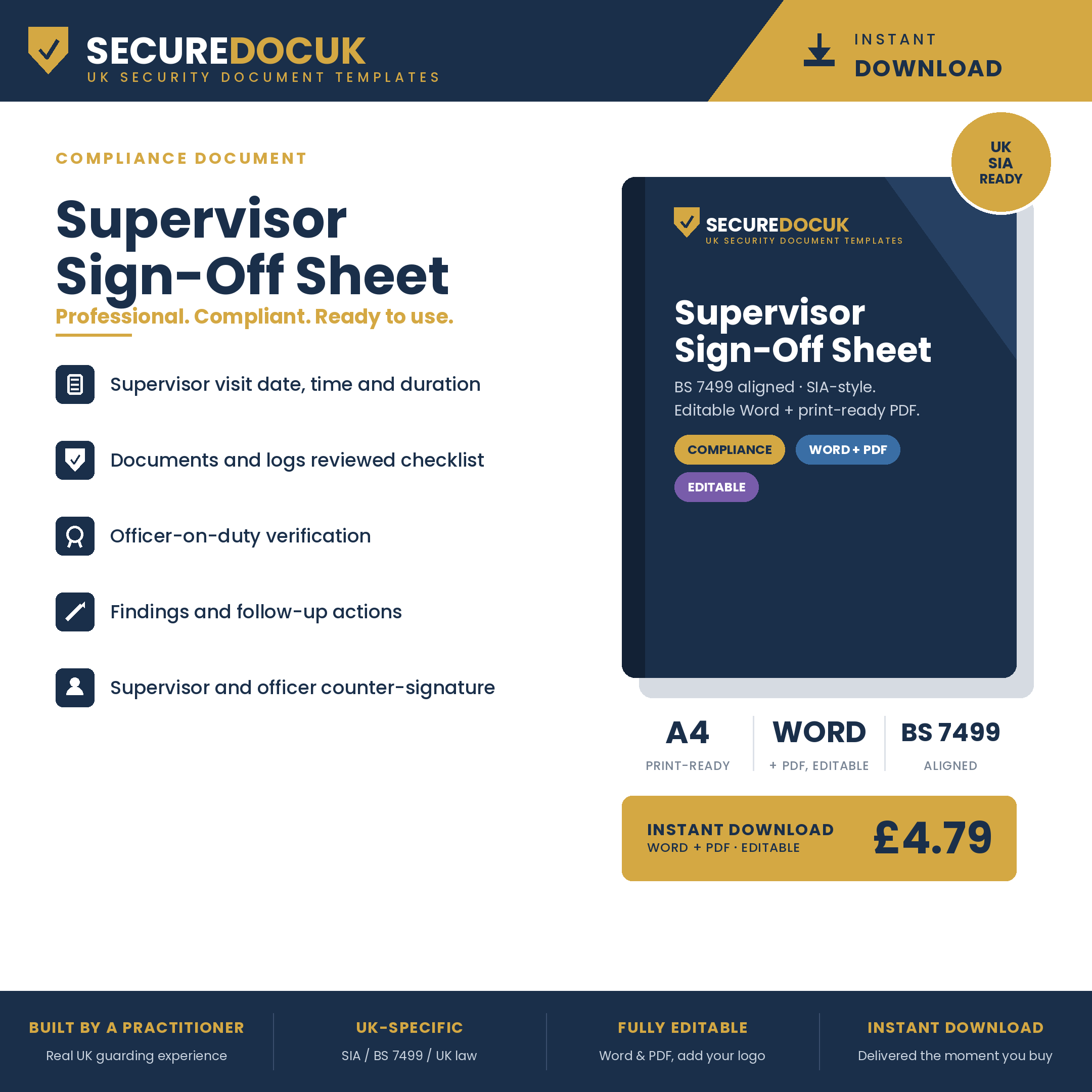 Supervisor Sign-Off Sheet