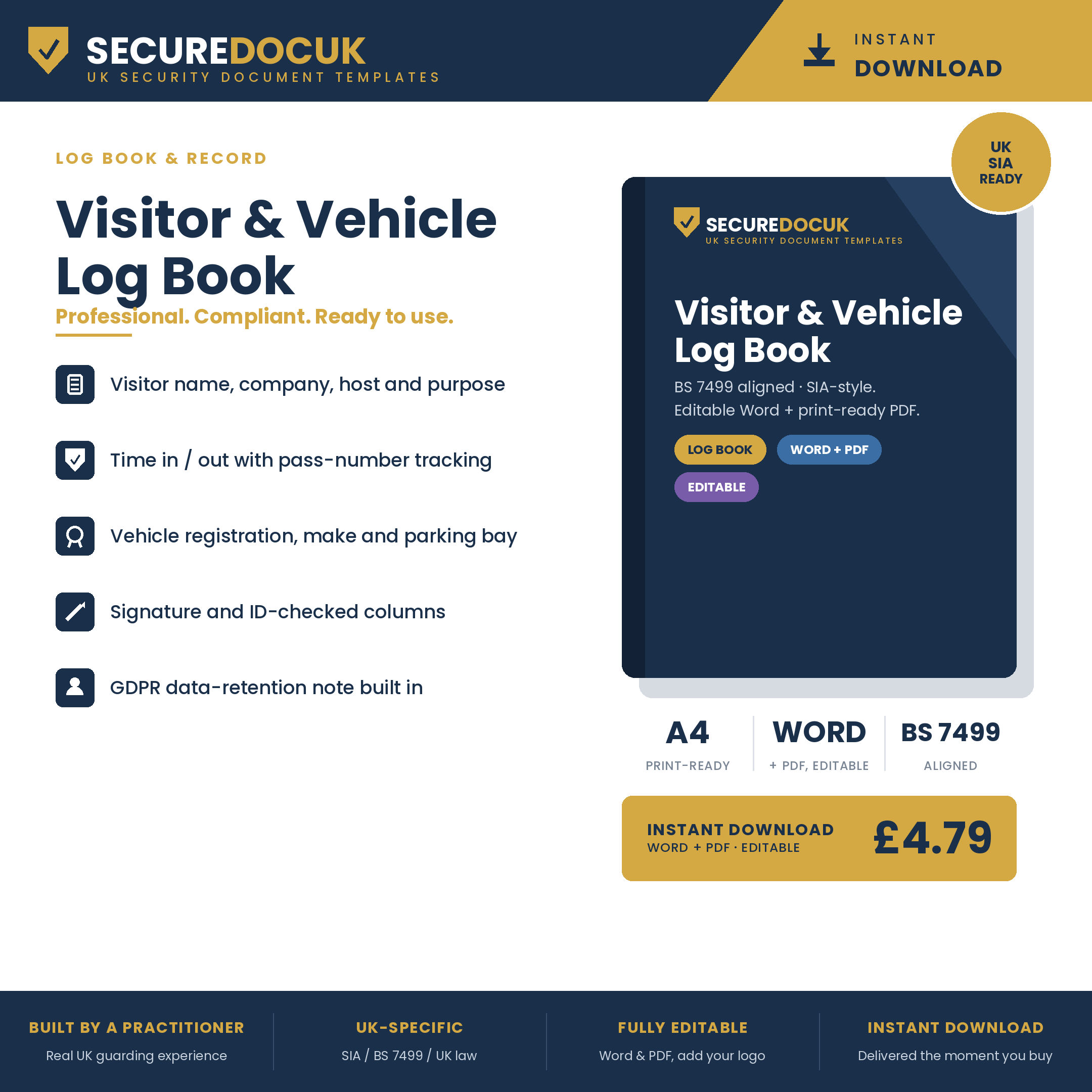 Visitor & Vehicle Log Book